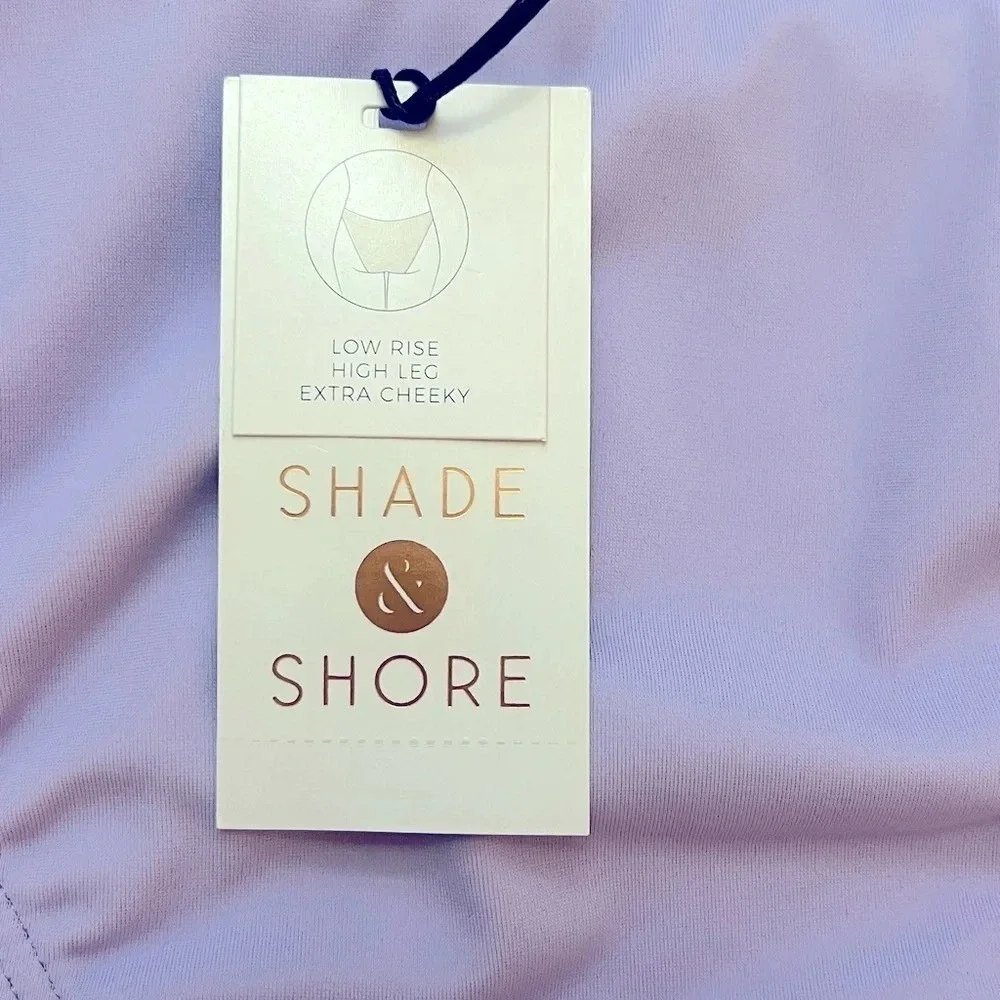 Shade & Shore Low Rise High Leg Bikini Bottom Extra Cheeky Womens XL Purple New - Picture 3 of 10